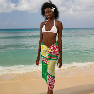 Ethiopia Christmas Sarong Santa Riding Lion Ethiopian Flag Colors and Tribal - African Pride