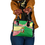 Ethiopia Christmas Shoulder Handbag Santa Riding Lion Ethiopian Flag Colors and Tribal - African Pride