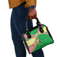 Ethiopia Christmas Shoulder Handbag Santa Riding Lion Ethiopian Flag Colors and Tribal - African Pride