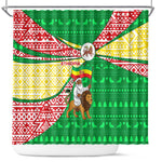 Ethiopia Christmas Shower Curtain Santa Riding Lion Ethiopian Flag Colors and Tribal - African Pride