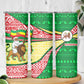 Ethiopia Christmas Skinny Tumbler Santa Riding Lion Ethiopian Flag Colors and Tribal - African Pride
