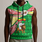 Ethiopia Christmas Sleeveless Hoodie Santa Riding Lion Ethiopian Flag Colors and Tribal - African Pride