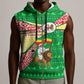 Ethiopia Christmas Sleeveless Zip Hoodie Santa Riding Lion Ethiopian Flag Colors and Tribal - African Pride