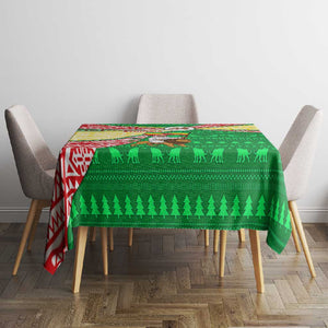 Ethiopia Christmas Tablecloth Santa Riding Lion Ethiopian Flag Colors and Tribal - African Pride