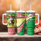 Ethiopia Christmas Tumbler With Handle Santa Riding Lion Ethiopian Flag Colors and Tribal - African Pride