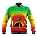 Ethiopia Christmas Baseball Jacket Mountain Gazelle Sunset Ethiopian Flag - African Pride