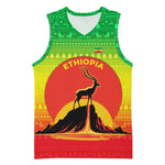 Ethiopia Christmas Basketball Jersey Mountain Gazelle Sunset Ethiopian Flag - African Pride