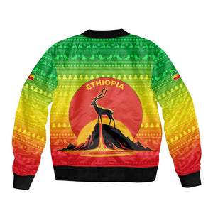Ethiopia Christmas Bomber Jacket Mountain Gazelle Sunset Ethiopian Flag - African Pride