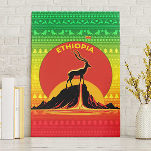 Ethiopia Christmas Canvas Wall Art Mountain Gazelle Sunset Ethiopian Flag - African Pride