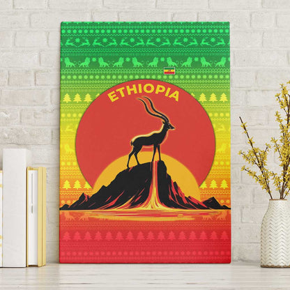 Ethiopia Christmas Canvas Wall Art Mountain Gazelle Sunset Ethiopian Flag - African Pride