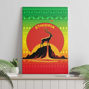 Ethiopia Christmas Canvas Wall Art Mountain Gazelle Sunset Ethiopian Flag - African Pride