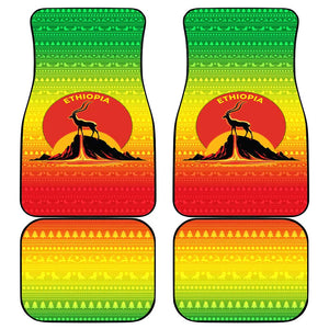 Ethiopia Christmas Car Mats Mountain Gazelle Sunset Ethiopian Flag - African Pride