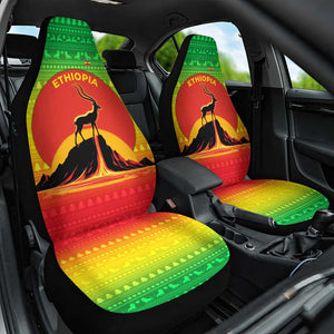 Ethiopia Christmas Car Seat Cover Mountain Gazelle Sunset Ethiopian Flag - African Pride