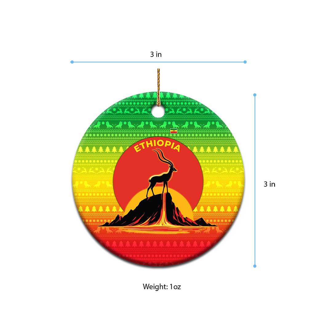 Ethiopia Christmas Ceramic Ornament Mountain Gazelle Sunset Ethiopian Flag - African Pride