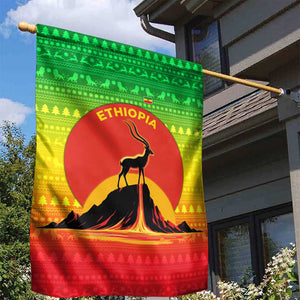 Ethiopia Christmas Garden Flag Mountain Gazelle Sunset Ethiopian Flag - African Pride