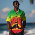 Ethiopia Christmas Hawaiian Shirt Mountain Gazelle Sunset Ethiopian Flag - African Pride