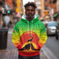 Ethiopia Christmas Hoodie Mountain Gazelle Sunset Ethiopian Flag - African Pride