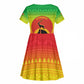 Ethiopia Christmas Kid Short Sleeve Dress Mountain Gazelle Sunset Ethiopian Flag - African Pride