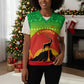 Ethiopia Christmas Knitted V-Neck Vest Mountain Gazelle Sunset Ethiopian Flag - African Pride