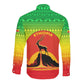 Ethiopia Christmas Long Sleeve Button Shirt Mountain Gazelle Sunset Ethiopian Flag - African Pride