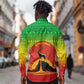 Ethiopia Christmas Long Sleeve Button Shirt Mountain Gazelle Sunset Ethiopian Flag - African Pride