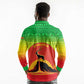Ethiopia Christmas Long Sleeve Polo Shirt Mountain Gazelle Sunset Ethiopian Flag - African Pride