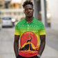 Ethiopia Christmas Polo Shirt Mountain Gazelle Sunset Ethiopian Flag - African Pride