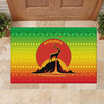 Ethiopia Christmas Rubber Doormat Mountain Gazelle Sunset Ethiopian Flag - African Pride