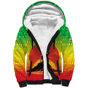Ethiopia Christmas Sherpa Hoodie Mountain Gazelle Sunset Ethiopian Flag - African Pride