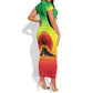 Ethiopia Christmas Short Sleeve Bodycon Dress Mountain Gazelle Sunset Ethiopian Flag - African Pride