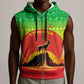 Ethiopia Christmas Sleeveless Zip Hoodie Mountain Gazelle Sunset Ethiopian Flag - African Pride