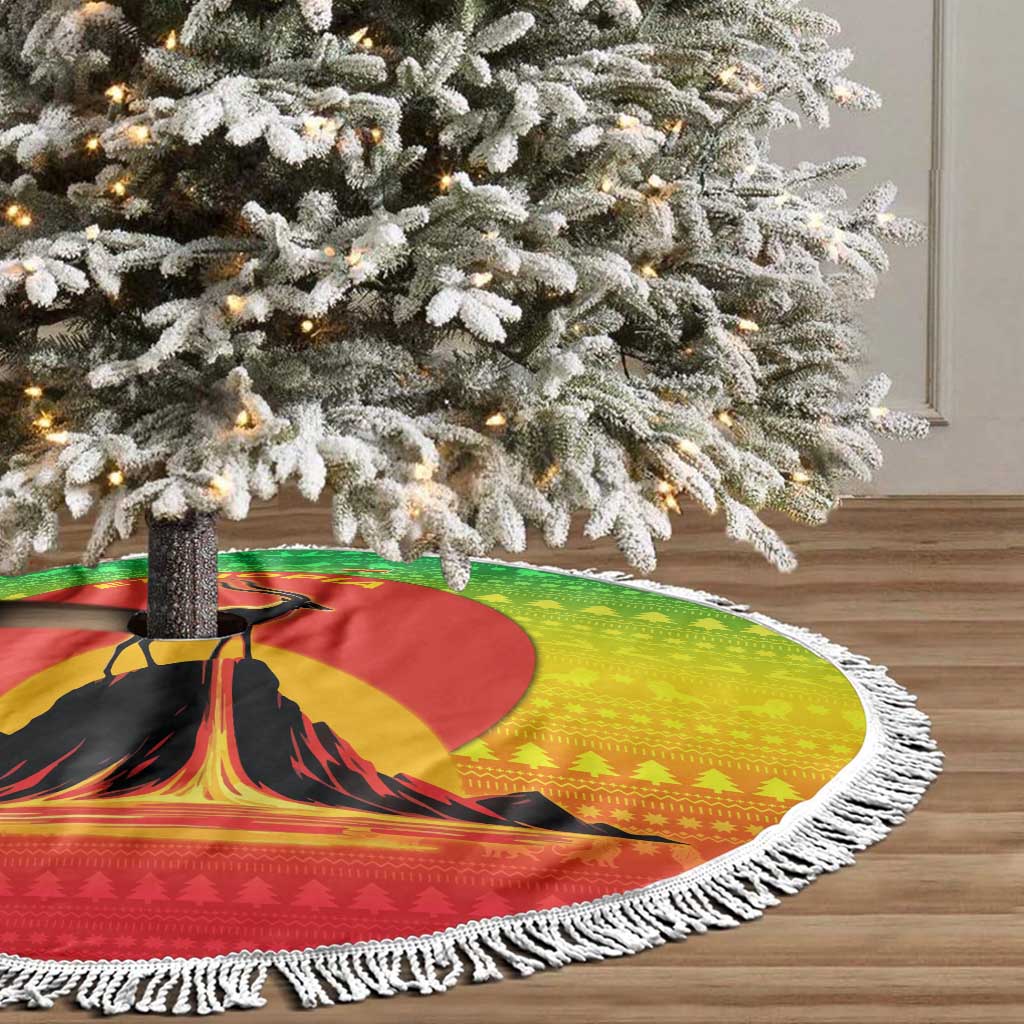Ethiopia Christmas Tree Skirt Mountain Gazelle Sunset Ethiopian Flag - African Pride