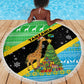 Tanzania Christmas Beach Blanket Giraffe Christmas Tree Snowflakes and Flag - African Pride