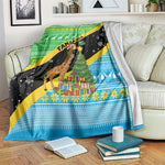 Tanzania Christmas Blanket Giraffe Christmas Tree Snowflakes and Flag - African Pride