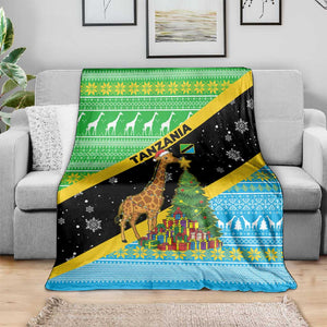 Tanzania Christmas Blanket Giraffe Christmas Tree Snowflakes and Flag - African Pride