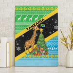 Tanzania Christmas Canvas Wall Art Giraffe Christmas Tree Snowflakes and Flag - African Pride