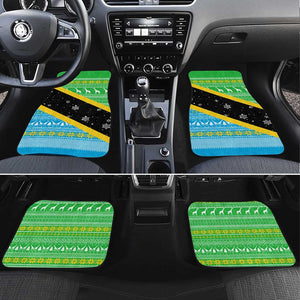Tanzania Christmas Car Mats Giraffe Christmas Tree Snowflakes and Flag - African Pride