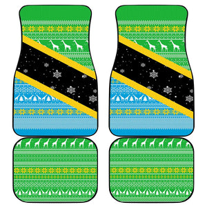 Tanzania Christmas Car Mats Giraffe Christmas Tree Snowflakes and Flag - African Pride