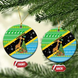 Tanzania Christmas Ceramic Ornament Giraffe Christmas Tree Snowflakes and Flag - African Pride