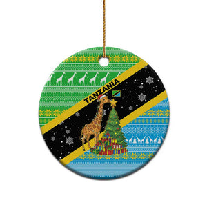 Tanzania Christmas Ceramic Ornament Giraffe Christmas Tree Snowflakes and Flag - African Pride