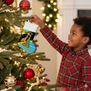 Tanzania Christmas Stocking Giraffe Christmas Tree Snowflakes and Flag - African Pride