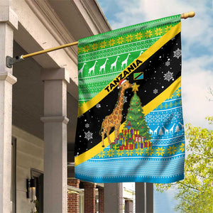 Tanzania Christmas Garden Flag Giraffe Christmas Tree Snowflakes and Flag - African Pride