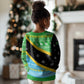 Tanzania Christmas Kid Ugly Christmas Sweater Giraffe Christmas Tree Snowflakes and Flag - African Pride