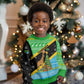 Tanzania Christmas Kid Ugly Christmas Sweater Giraffe Christmas Tree Snowflakes and Flag - African Pride