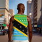 Tanzania Christmas Men Tank Top Giraffe Christmas Tree Snowflakes and Flag - African Pride