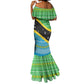 Tanzania Christmas Mermaid Dress Giraffe Christmas Tree Snowflakes and Flag - African Pride