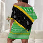 Tanzania Christmas Off Shoulder Short Dress Giraffe Christmas Tree Snowflakes and Flag - African Pride