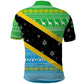 Tanzania Christmas Polo Shirt Giraffe Christmas Tree Snowflakes and Flag - African Pride
