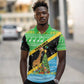 Tanzania Christmas Polo Shirt Giraffe Christmas Tree Snowflakes and Flag - African Pride