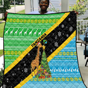 Tanzania Christmas Quilt Giraffe Christmas Tree Snowflakes and Flag - African Pride